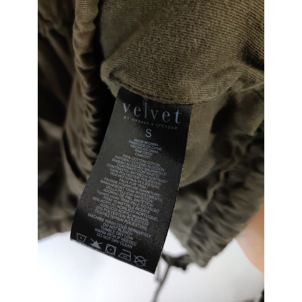 3/$20 Velvet By Graham Spencer Womens Green Fur Hoodie Full Zip Utility Vest S - Picture 12 of 12
